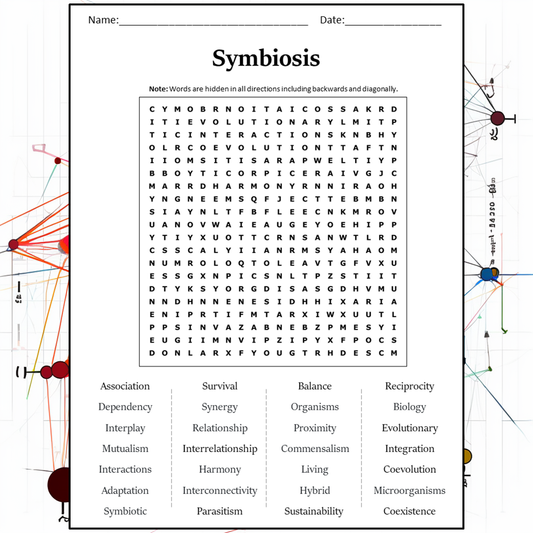 Symbiosis Word Search Puzzle Worksheet Activity PDF