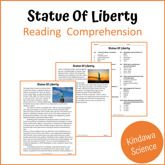 Statue Of Liberty Reading Comprehension Passage and Questions | Printable PDF