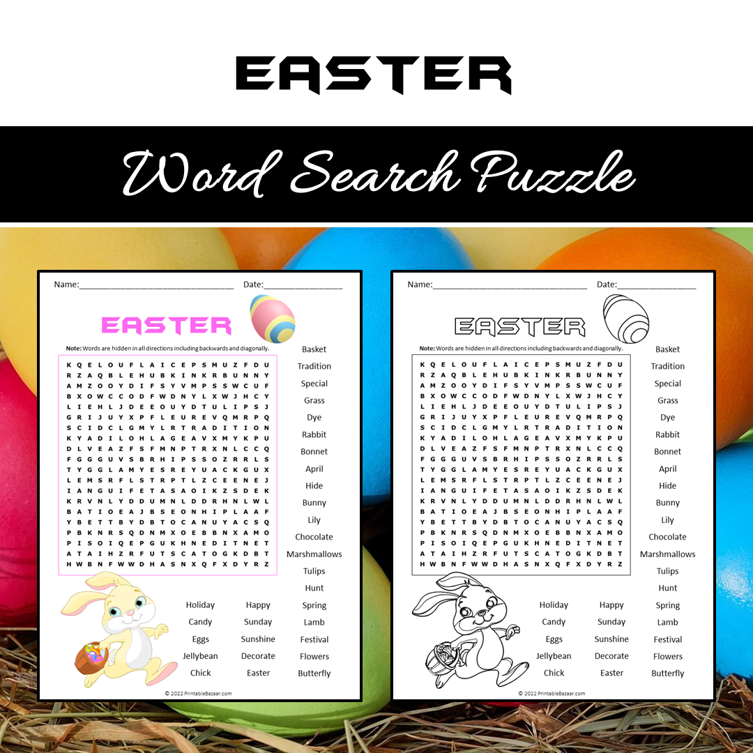 Easter Word Search Puzzle Worksheet PDF