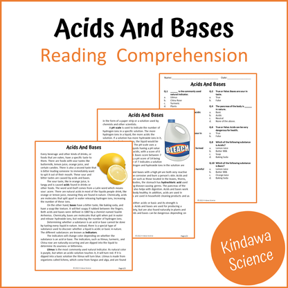 Acids And Bases Reading Comprehension Passage and Questions | Printable PDF