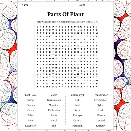 Parts Of Plant Word Search Puzzle Worksheet Activity PDF