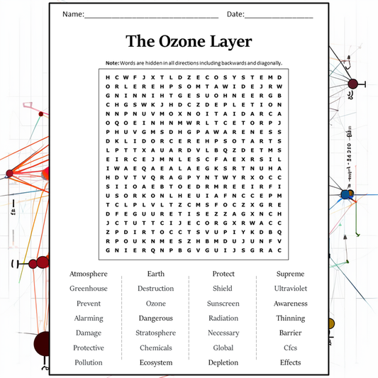 The Ozone Layer Word Search Puzzle Worksheet Activity PDF