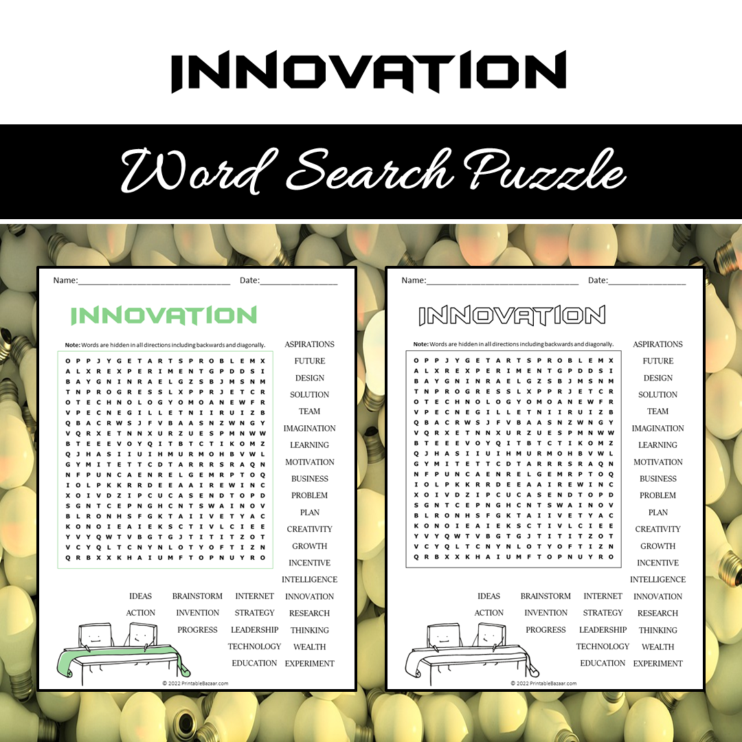 Innovation Word Search Puzzle Worksheet PDF