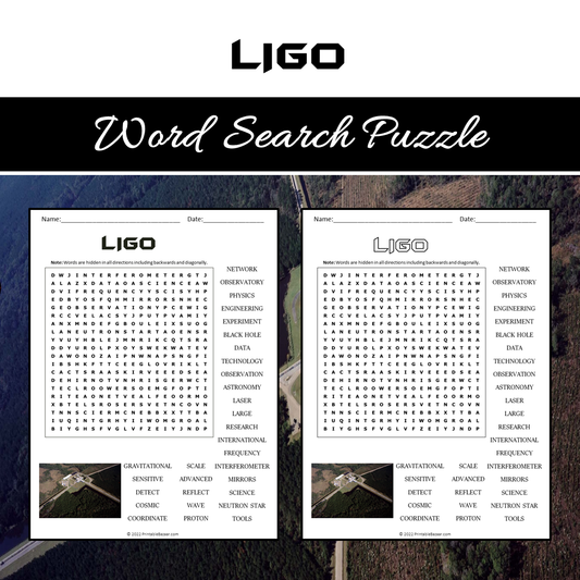 Ligo Word Search Puzzle Worksheet PDF