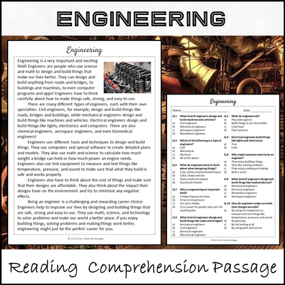 Engineering Reading Comprehension Passage and Questions | Printable PDF