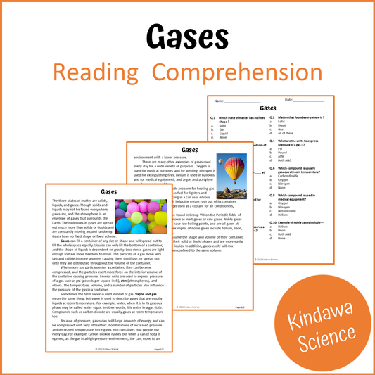 Gases Reading Comprehension Passage and Questions | Printable PDF