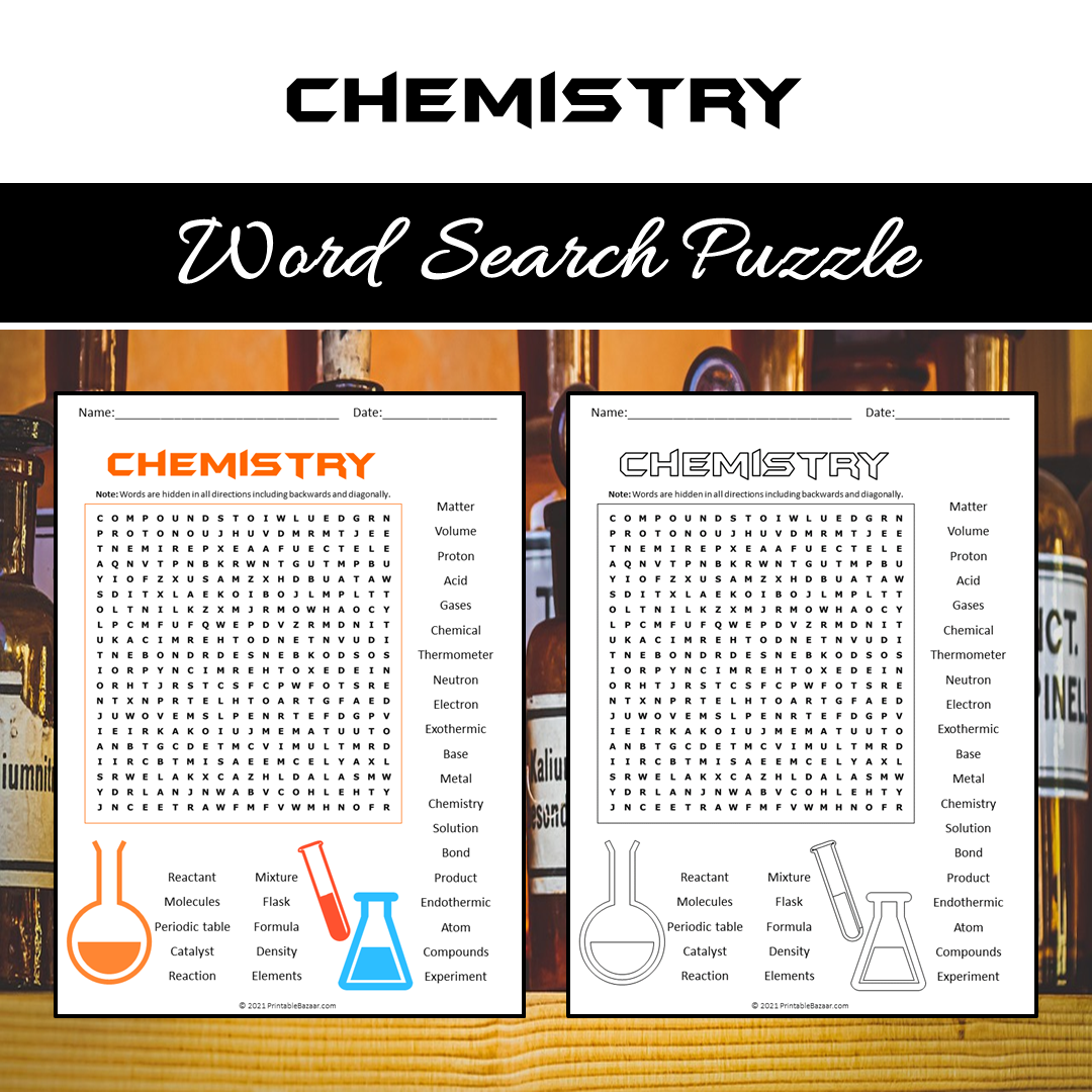 Chemistry Word Search Puzzle Worksheet PDF