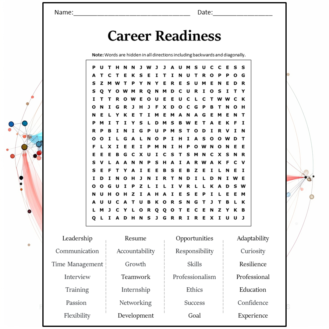 Career Readiness Word Search Puzzle Worksheet Activity PDF ...