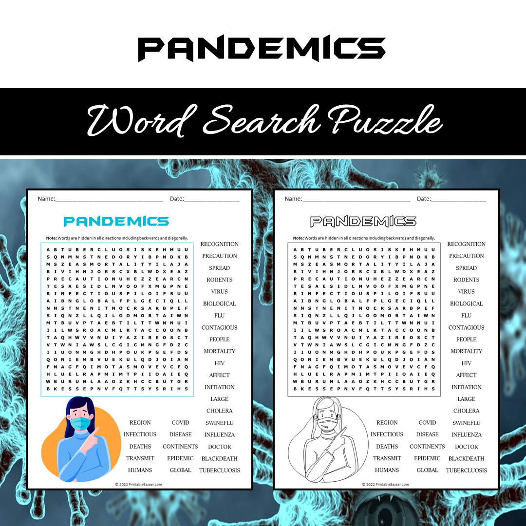 Pandemics Word Search Puzzle Worksheet PDF