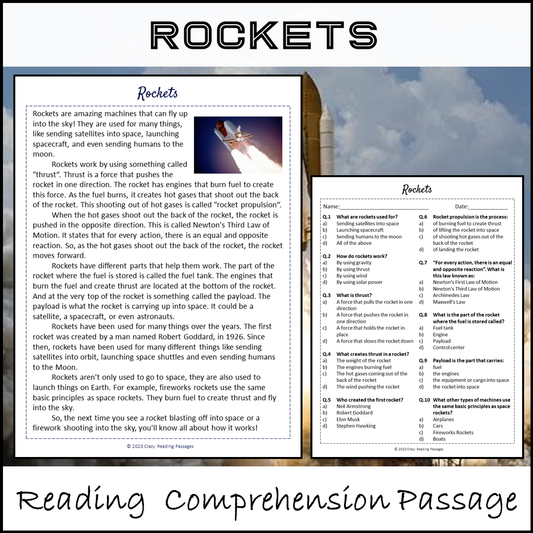 Rockets Reading Comprehension Passage and Questions | Printable PDF