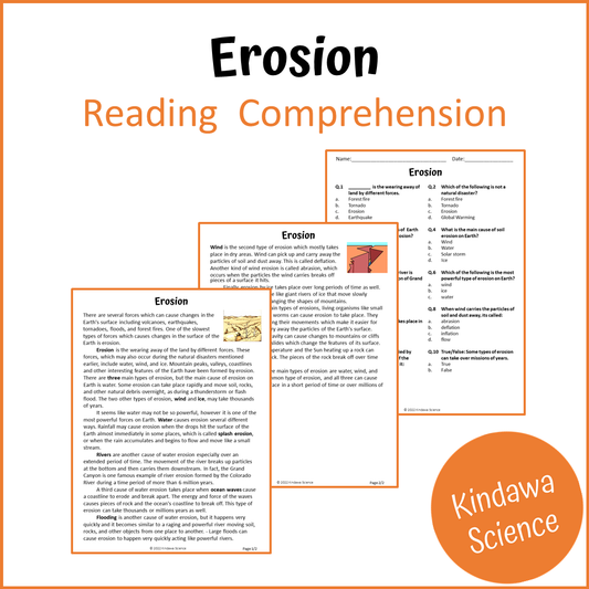 Erosion Reading Comprehension Passage and Questions | Printable PDF