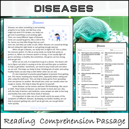 Diseases Reading Comprehension Passage and Questions | Printable PDF