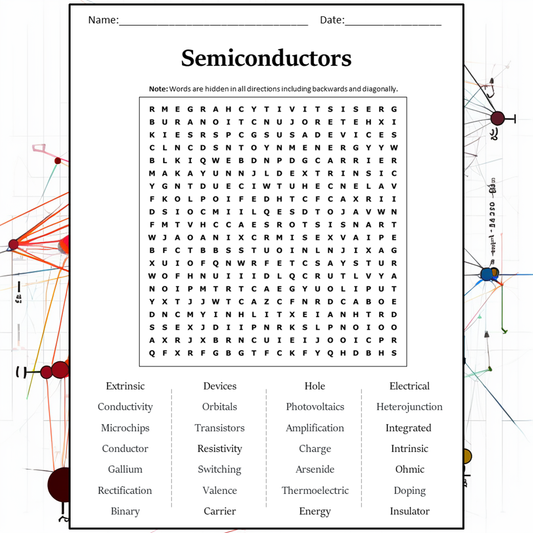 Semiconductors Word Search Puzzle Worksheet Activity PDF