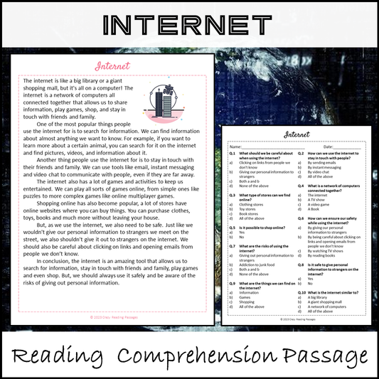 Internet Reading Comprehension Passage and Questions | Printable PDF