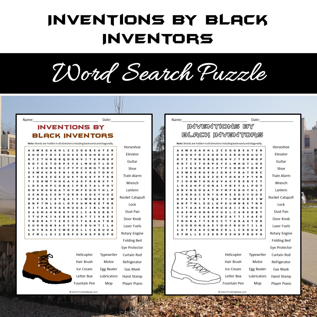 Inventions By Black Inventors Word Search Puzzle Worksheet PDF