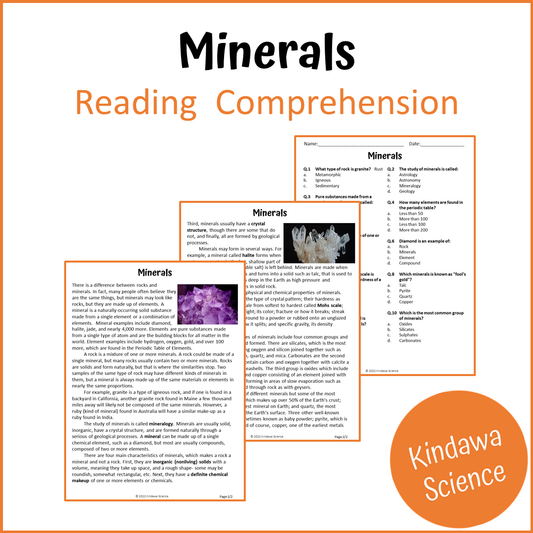 Minerals Reading Comprehension Passage and Questions | Printable PDF