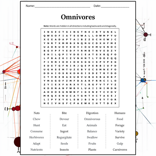 Omnivores Word Search Puzzle Worksheet Activity PDF