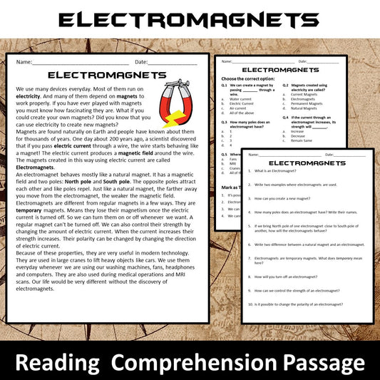 Electromagnets Reading Comprehension Passage and Questions