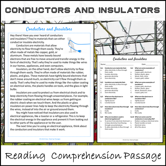 Conductors And Insulators Reading Comprehension Passage and Questions | Printable PDF