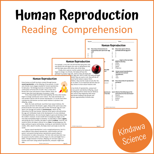 Human Reproduction Reading Comprehension Passage and Questions | Printable PDF