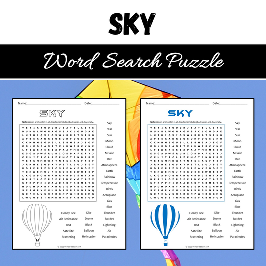 Sky Word Search Puzzle Worksheet PDF