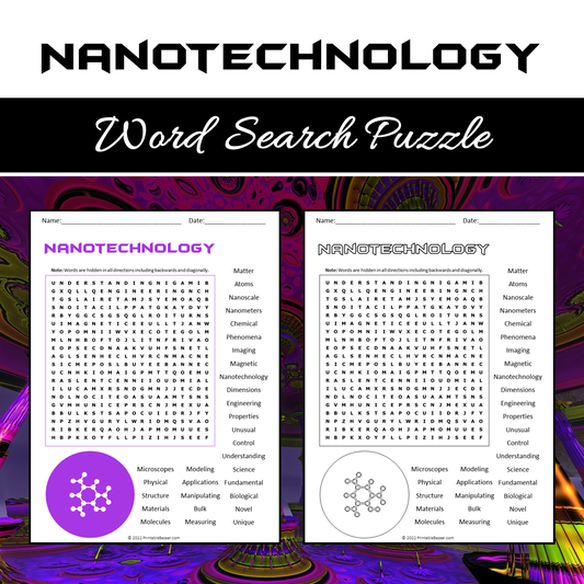 Nanotechnology Word Search Puzzle Worksheet PDF