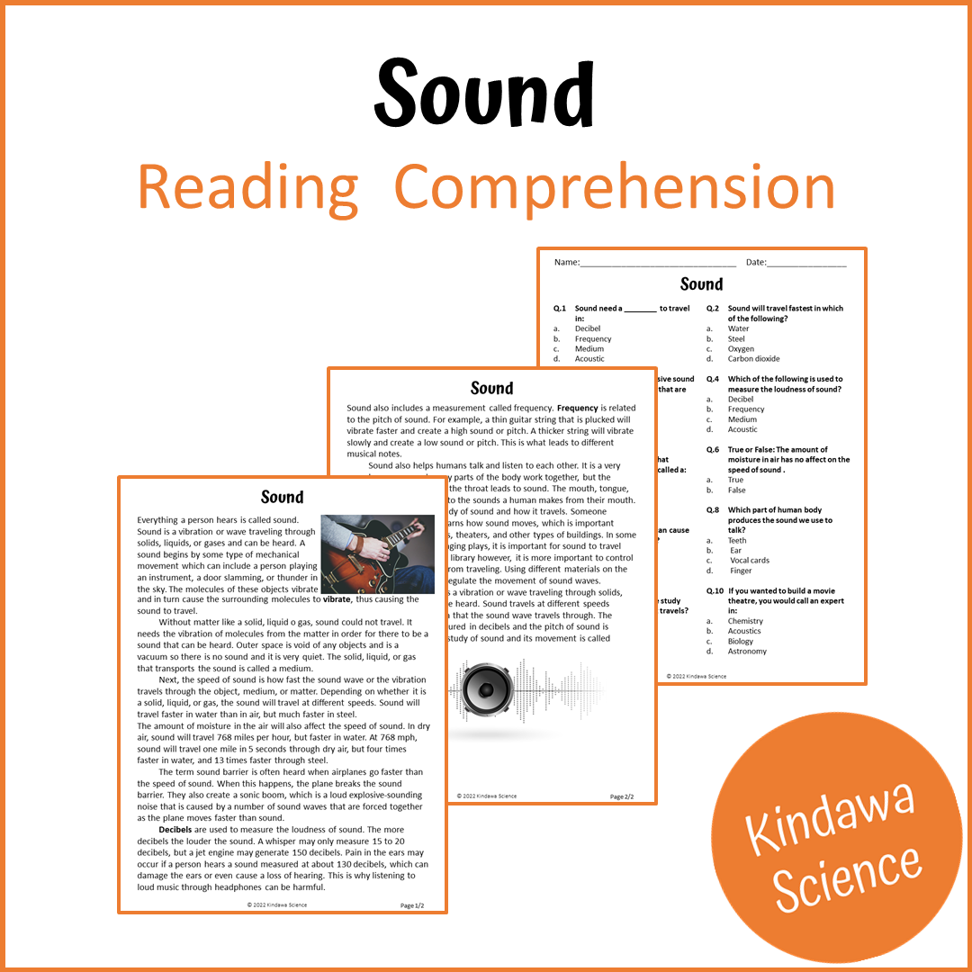 Sound Reading Comprehension Passage and Questions | Printable PDF ...