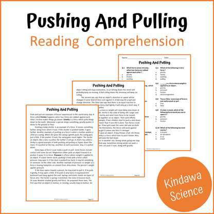 Pushing And Pulling Reading Comprehension Passage and Questions | Printable PDF