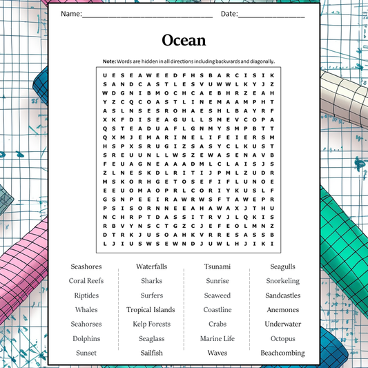 Ocean Word Search Puzzle Worksheet Activity PDF