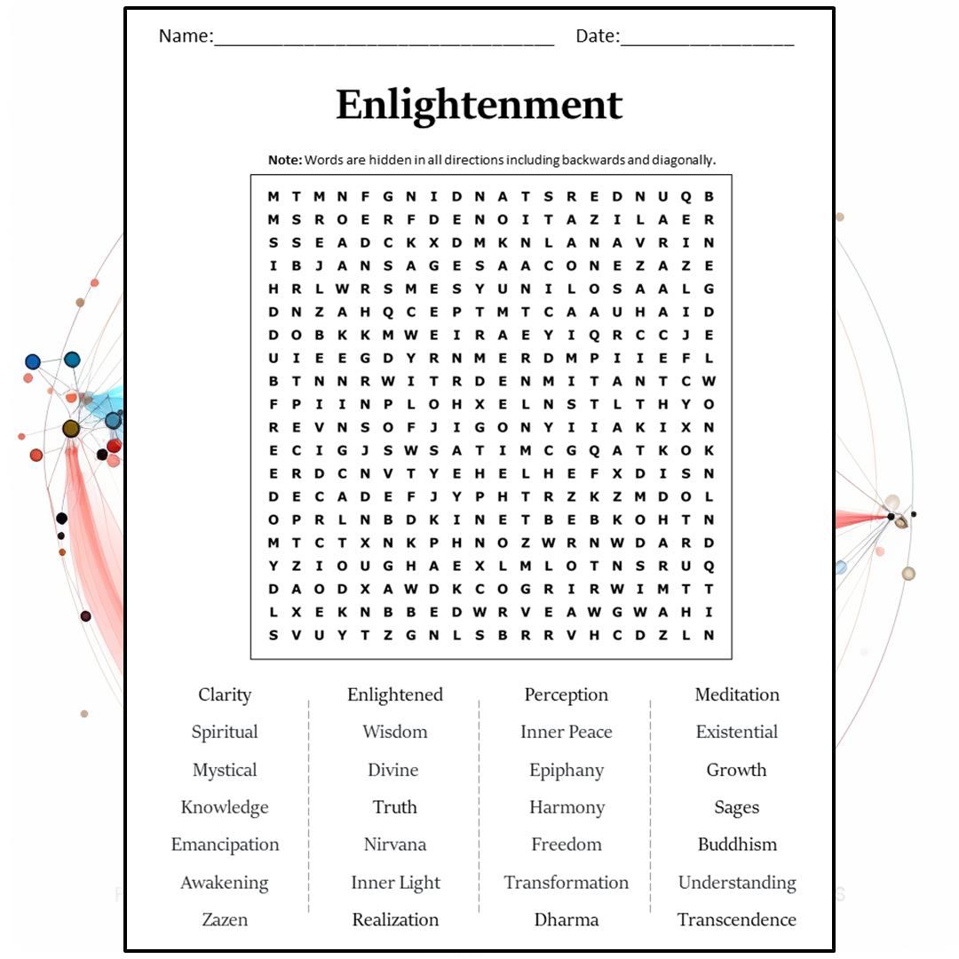 Enlightenment Word Search Puzzle Worksheet Activity PDF