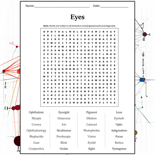 Eyes Word Search Puzzle Worksheet Activity PDF