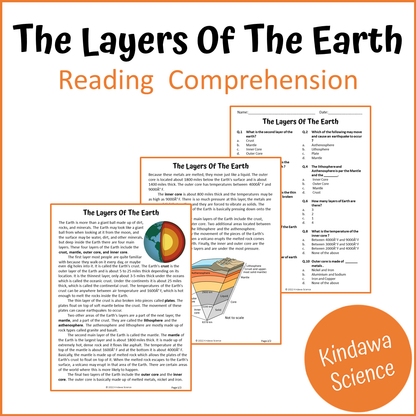 The Layers Of The Earth Reading Comprehension Passage and Questions | Printable PDF