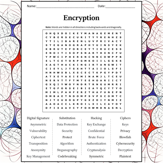 Encryption Word Search Puzzle Worksheet Activity PDF