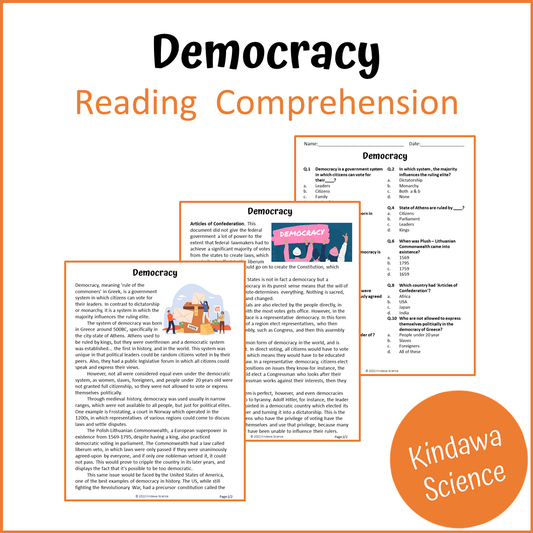 Democracy Reading Comprehension Passage and Questions | Printable PDF