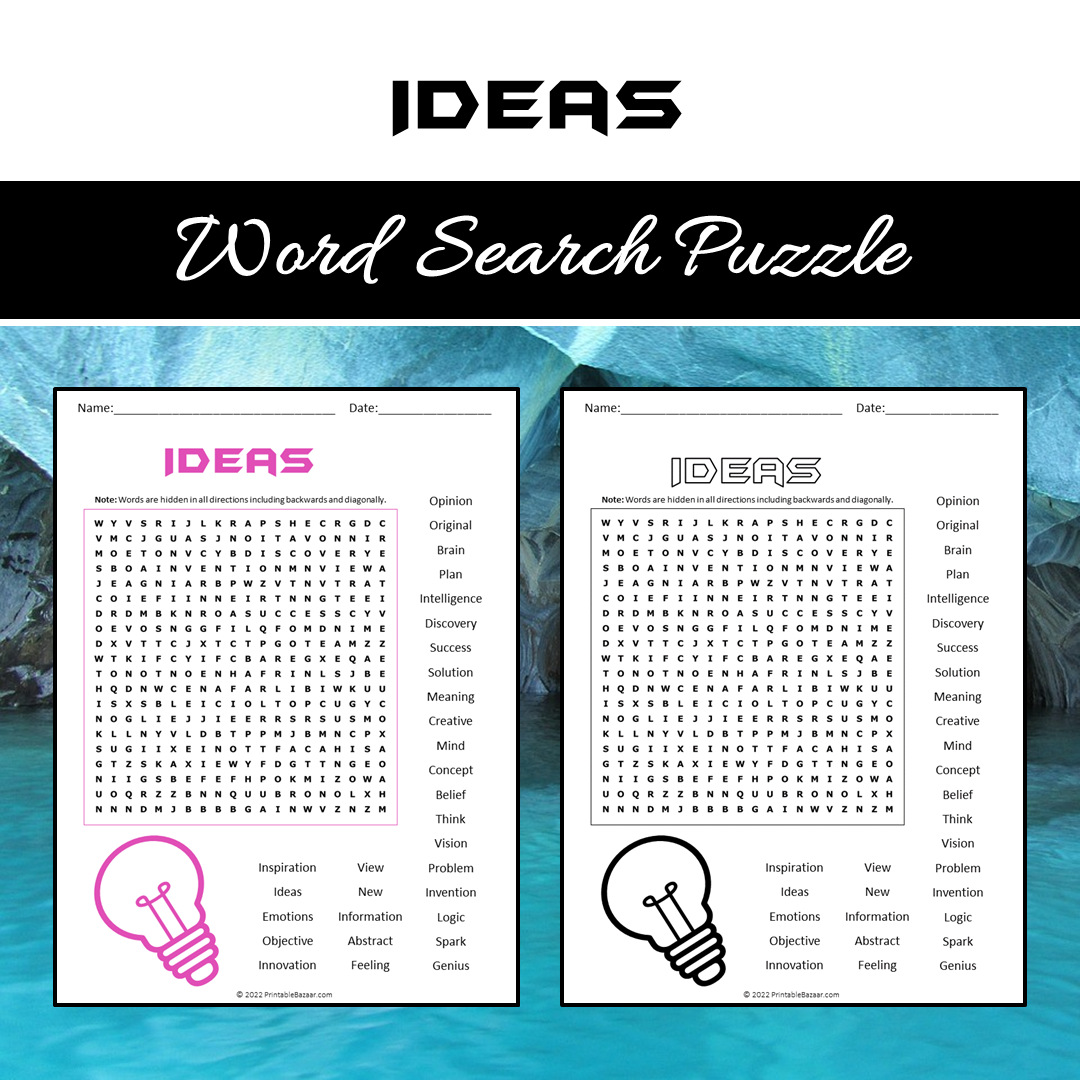 Ideas Word Search Puzzle Worksheet PDF