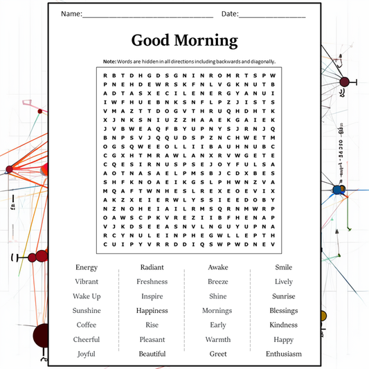 Good Morning Word Search Puzzle Worksheet Activity PDF