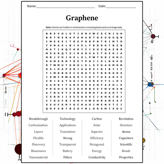 Graphene Word Search Puzzle Worksheet Activity PDF