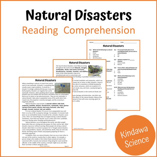 Natural Disasters Reading Comprehension Passage and Questions | Printable PDF