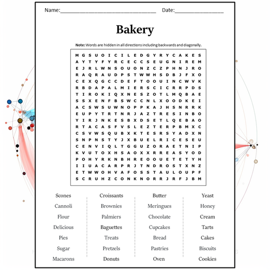 Bakery Word Search Puzzle Worksheet Activity PDF