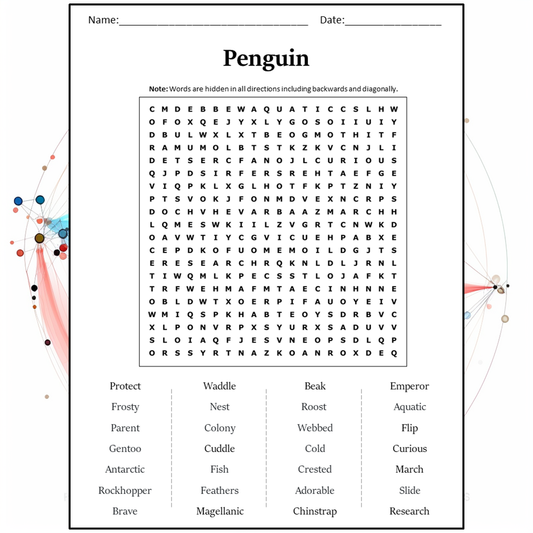 Penguin Word Search Puzzle Worksheet Activity PDF