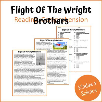 Flight Of The Wright Brothers Reading Comprehension Passage and Questions | Printable PDF