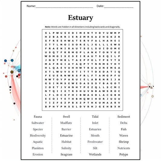 Estuary Word Search Puzzle Worksheet Activity PDF