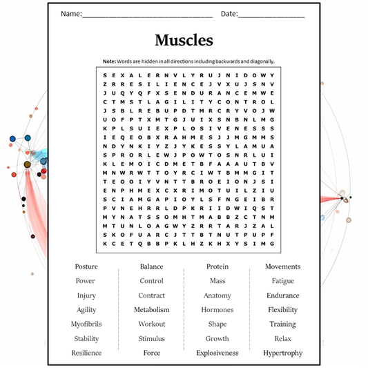 Muscles Word Search Puzzle Worksheet Activity PDF