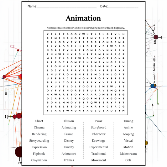 Animation Word Search Puzzle Worksheet Activity PDF