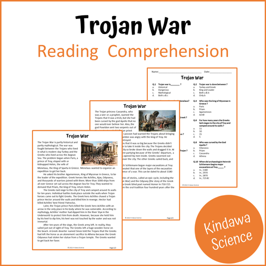 Trojan War Reading Comprehension Passage and Questions | Printable PDF