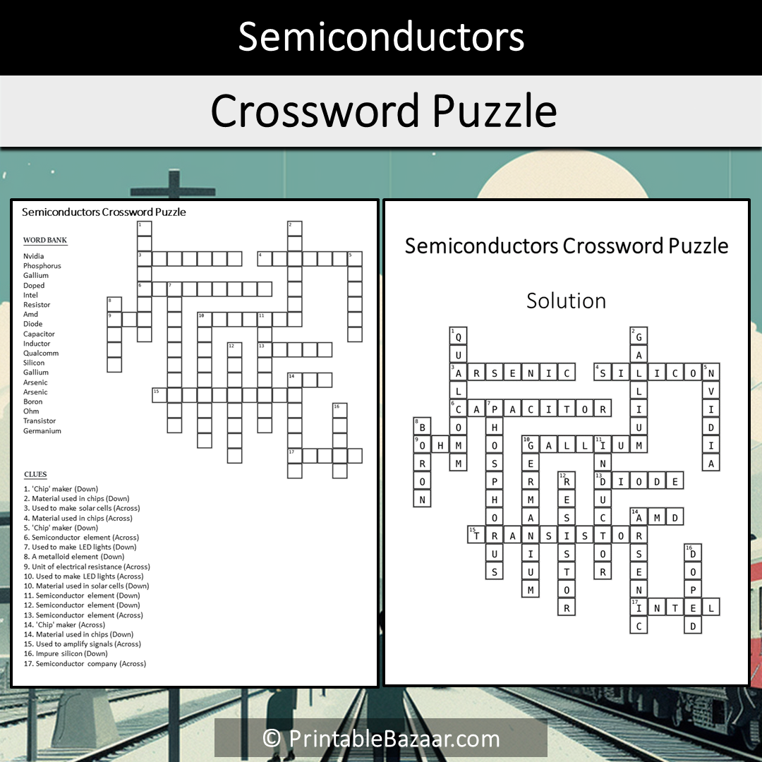 Semiconductors Crossword Puzzle Worksheet Activity Printable PDF