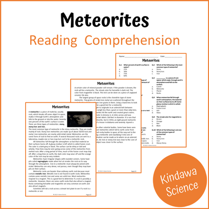 Meteorites Reading Comprehension Passage and Questions | Printable PDF