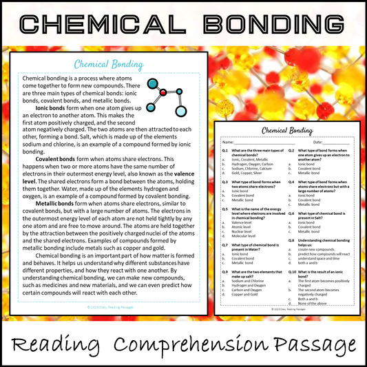 Chemical Bonding Reading Comprehension Passage and Questions | Printable PDF