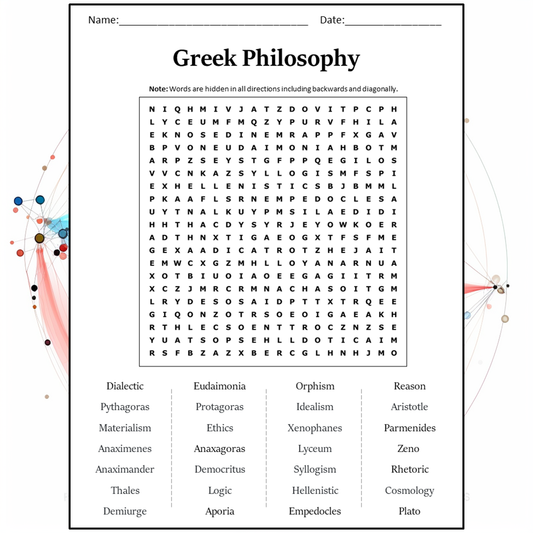 Greek Philosophy Word Search Puzzle Worksheet Activity PDF