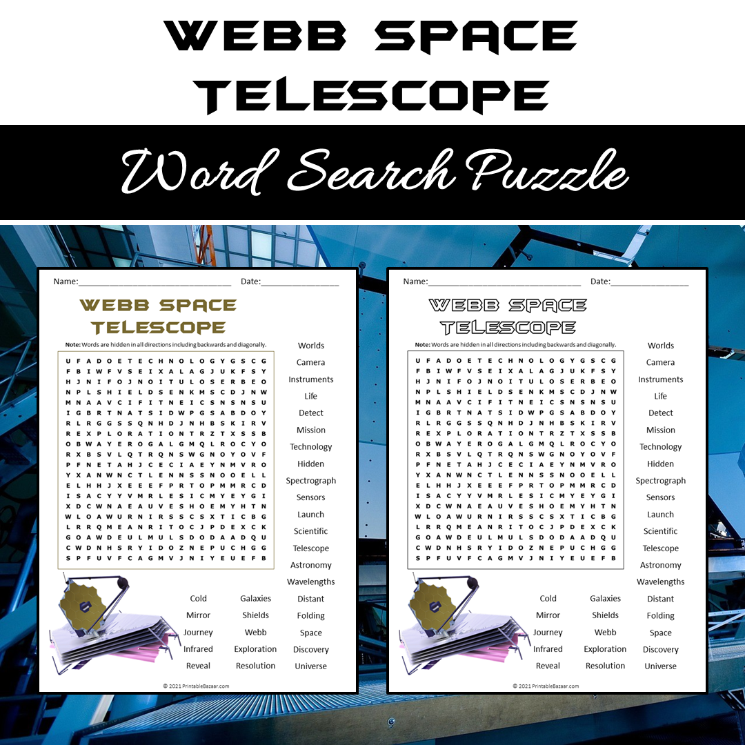 Webb Space Telescope Word Search Puzzle Worksheet PDF